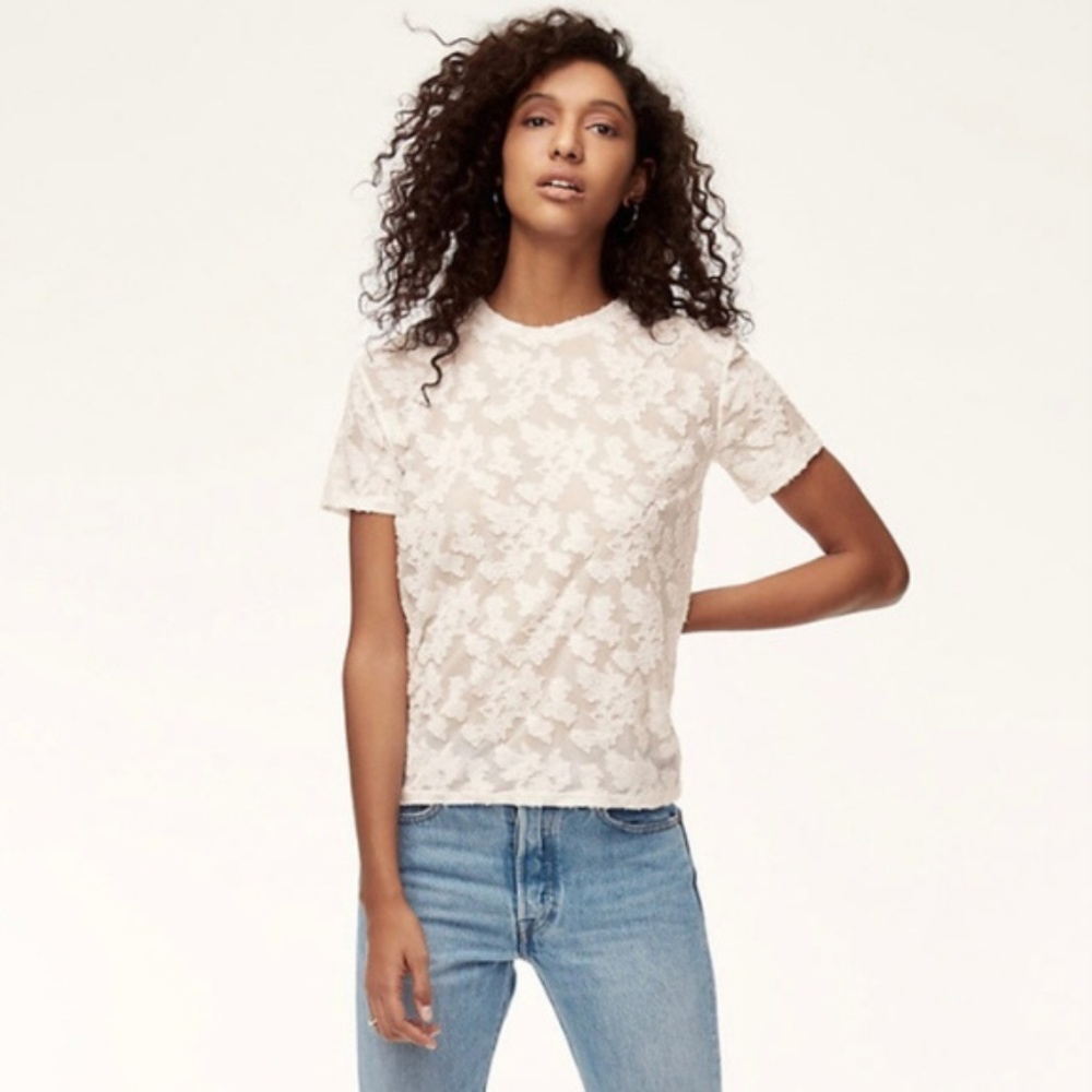 Aritzia Wilfred Jacquard Pink Tee